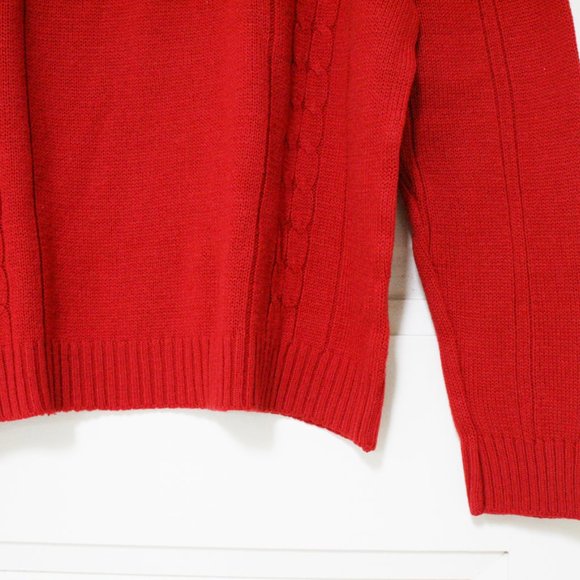 Women's Red Knitted Sweater - Picture 4 of 6